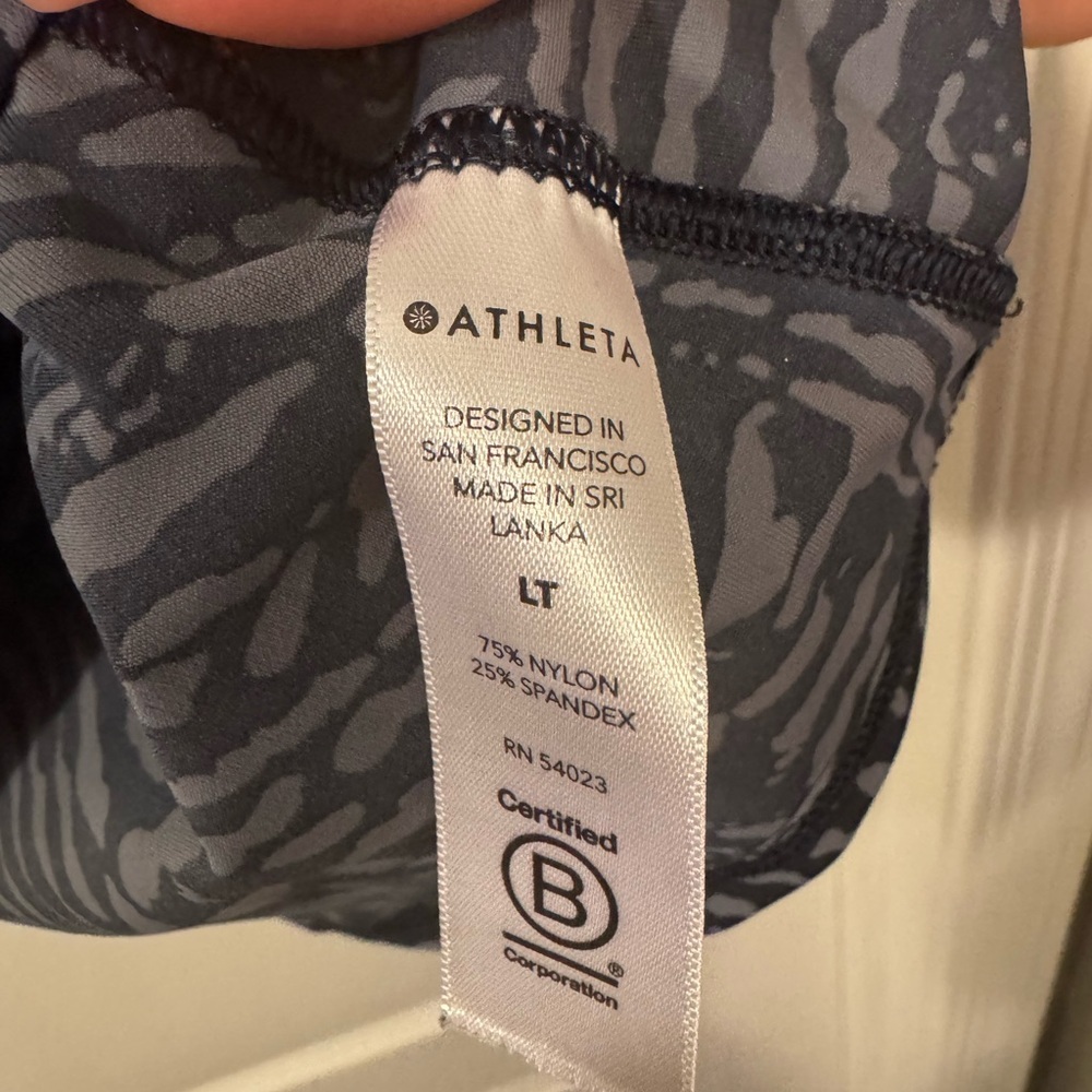 Athleta Ultimate Train Navy and Light Blue Printed Racerback Tank Top - Picture 3 of 9